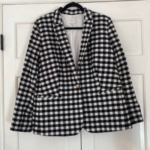 J. Crew Black and White Gingham Blazer